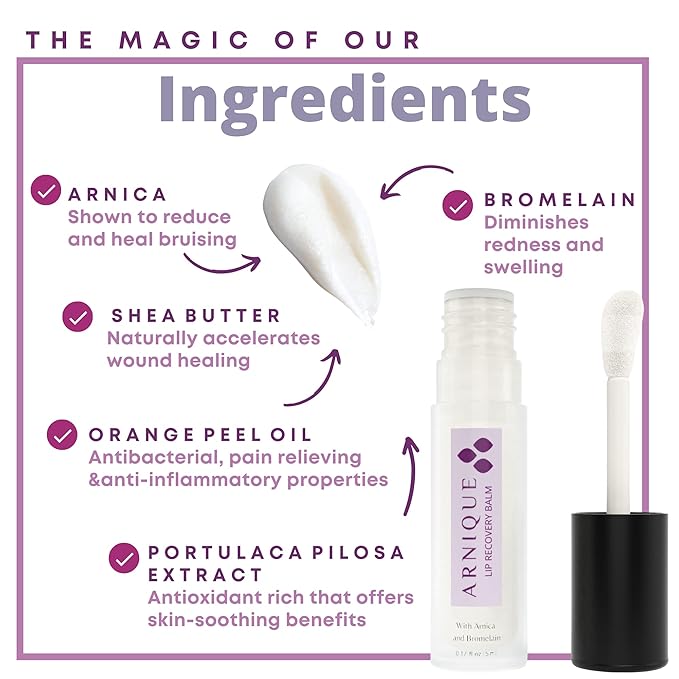 Arnique Arnica Lip Balm – Lip Filler Aftercare Balm with Arnica Montana and Bromelain, Soothing Topical Masque for Lip Flip, Injections, and Cosmetic Treatments
