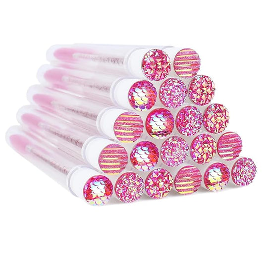 20 Sets Mascara Wand Tube Diamond Eyelash Spoolies Rose Mascara Brushes Lash Brush Makeup Tool Applicator Eyelash Brush Tubes Makeup Brush (4C-Rose)