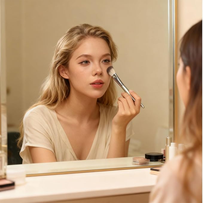 GUOXIAONIU Blush Brush for Cheeks, Blending Brush, Contour Bronzer Brush, makeup brush, Ideal for All Face Makeup & Foundation for Liquid, Cream and Powder Face Makeup, Vegan & Cruelty-Free