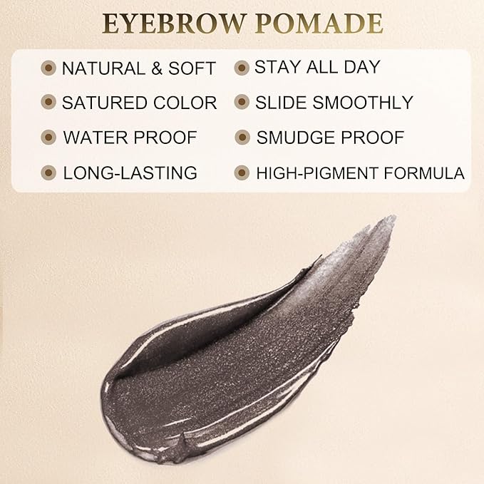 LAVONE Eyebrow Stamp Stencil Kit, Brow Stamp Trio Kit with Waterproof Eyebrow Pencil, Pomade, 20 Eyebrow Stencils, Dual-ended Eyebrow Brush and Sponge Applicator - Coffee