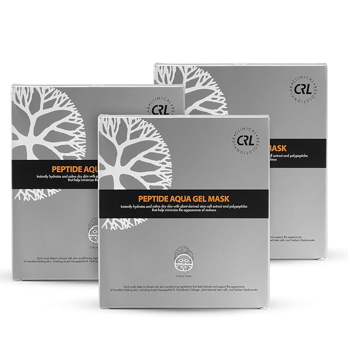 Clinical Resolution Peptide Aqua Gel Mask, Hydrating & Refreshing Gel Sheet Mask, Cooling Sensation for Skin Comfort, 15 Single-Use Masks (3 Boxes, 5 per Box)
