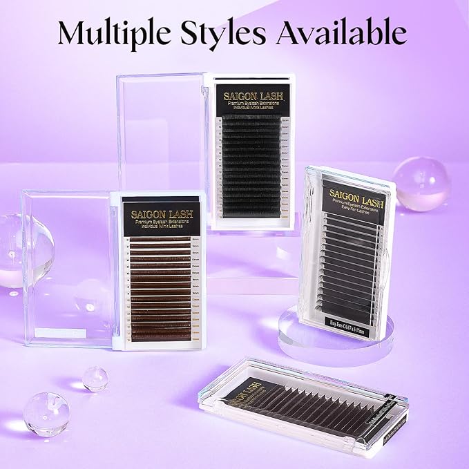 Eyelash Extensions, Mink Lash, Volume & Classic Lashes for Professionals, J/B/C/CC/D/L/M Curl, 4-15mm Length, Soft Korean PBT Fiber, 16 Rows Lash Tray (Black-D-0.05-11mm)