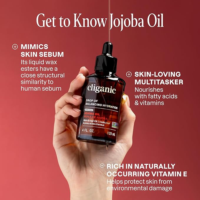 Cliganic Jojoba Oil Non-GMO, Bulk 16oz | 100% Pure for Skin, Hair & Face, Cold Pressed Natural Hexane Free - Hair Relaxer