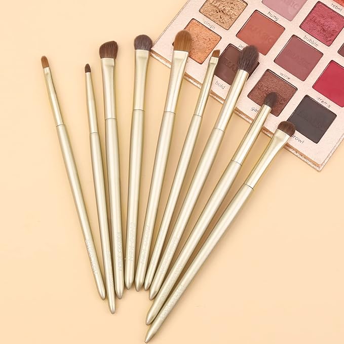 ENZO KEN Natural Goat Hair Eye Shadow Brush Set, Pony Hair Eyeshadow Brushes Set, Small Nose Contour Brush, Angled Eyeshadow Brush, Eyeshadow Blending Brush, Eye Makeup Brushes Set Professional - E200