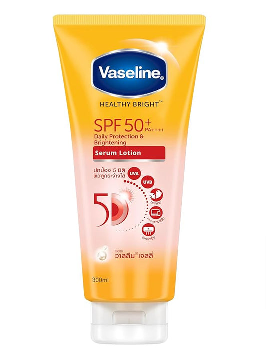 Vaseline Healthy Bright SPF50 + PA++++ Daily Protection & Brightening Serum, Size 300ml,10.14 Fl Oz (Pack Of 1)