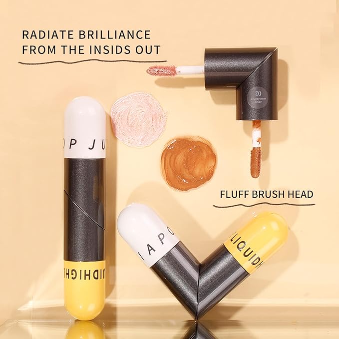 AKARY Liquid Highlighter Makeup for Face Body, Contour Warm Brown)