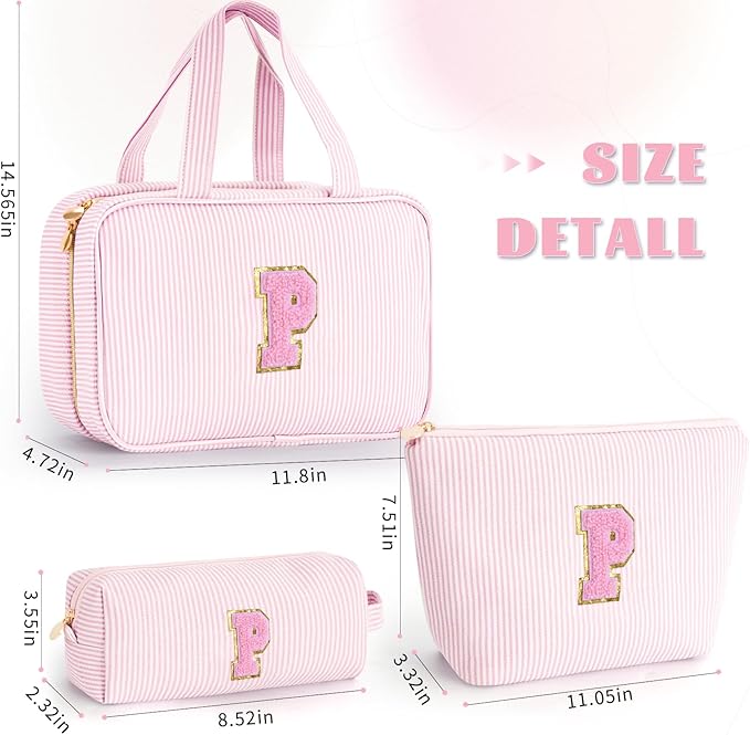 Fystdtote Personalized Gifts for Women,Cute Travel Toiletry Makeup Bag Cosmetic Bag Skin Care Bag Daughter Niece Sister Wife Friend Teacher Engagement Wedding Gifts Thank You Gift - Pink P