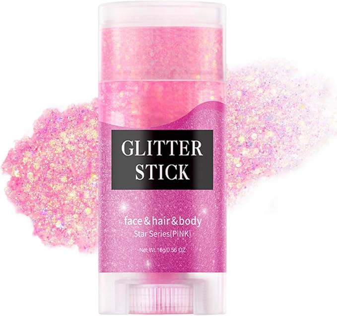 Face Body Glitter Stick,Holographic Sparkle Waterproof Hair Glitter Stick for Kids and Women for Party Singer Concert Rave Festival.(Pink)