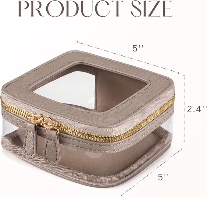 Oaque Mini Cosmetic Bag Clear Makeup Bag Small Travel Toiletry Bag with Zipper, Cute Car Cosmetic Case Transparent Makeup Pouch for Purse (Stone)