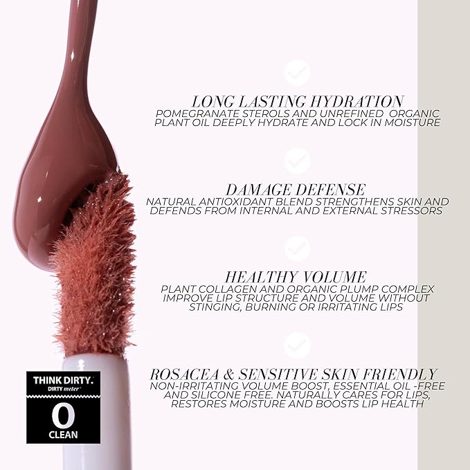 FITGLOW Beauty Lip Colour Serum | Hydrating Lip Gloss | Plumping Anti-Aging Lip Treatment | Natural Shine with Pomegranate Sterols & Collagen | Buildable Color for Dry Chapped Lips | Carotene - 10g