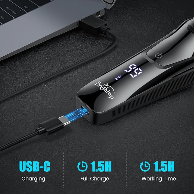 Brightup Electric Razor for Men Face, Wet & Dry Electric Shaver for Men with Pop-up Trimmer, Men's Razor with 4D Flex Precision Blades, USB Fast Charging, LED Display, Travel Lock, Storage Case