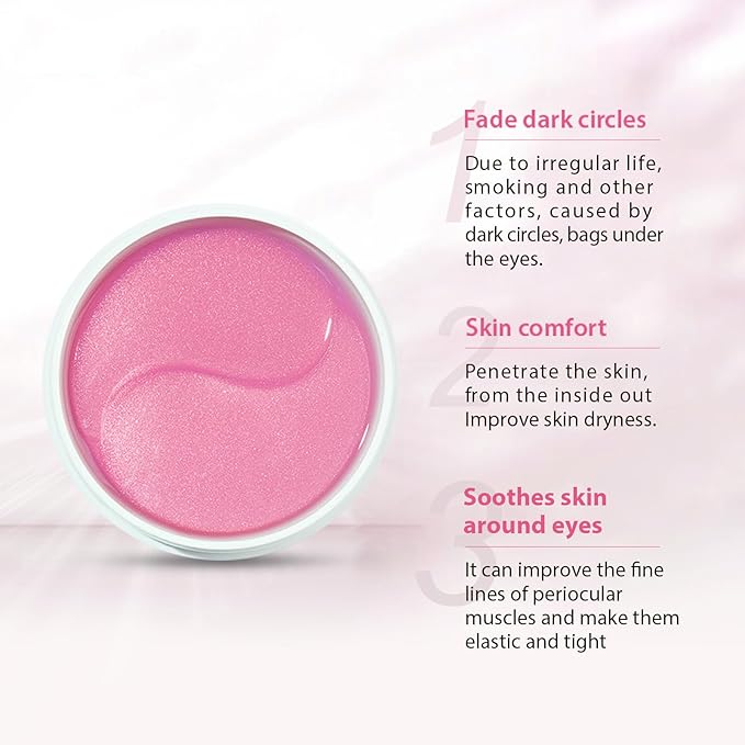 MOND'SUB Under Eye Patches for Puffy Eyes and Dark Circles, Eye Masks for Sleep,Brighten,Fine Lines & Hydration,Pink Eye Masks
