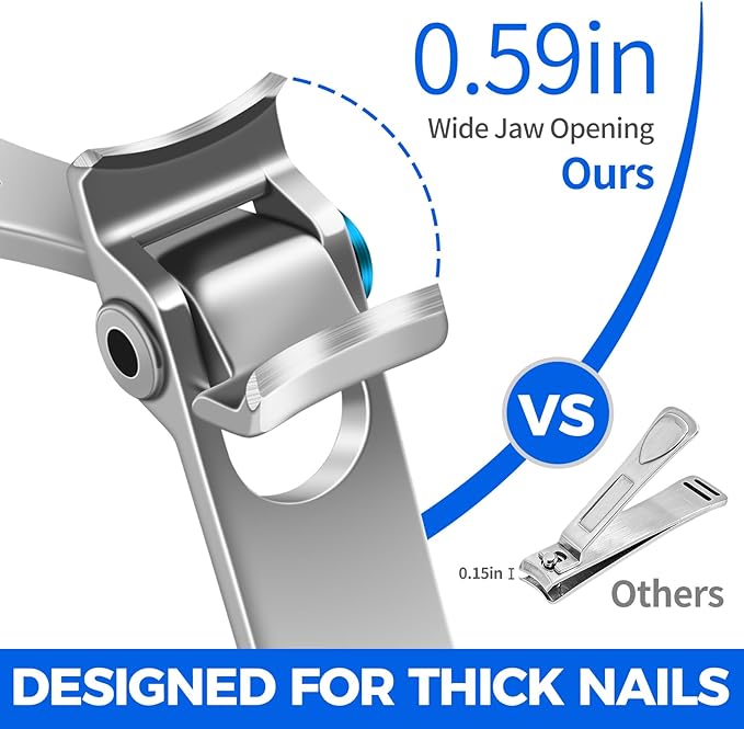 Toenail Clippers for Seniors Thick Toenails, Heavy Duty Nail Clippers for Men with Wide Jaw Opening, Large Toe Nail Clippers for Thick Nails with Long Handle, Sharp Nail Cutter Gifts for Men Women