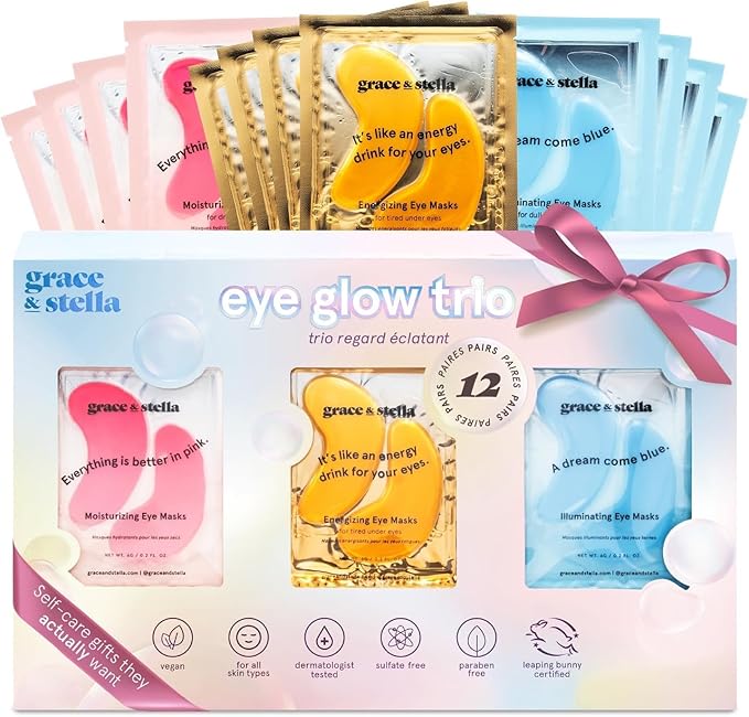 grace & stella Under Eye Patches (12 pairs) Eye Masks for Puffy Eyes and Dark Circles - Valentine Gifts for Women - Gifts for Wife, Bridesmaids, Birthdays, Bachelorette Party, Self Care - Vegan