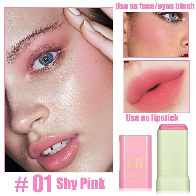 Cream Blush Stick on Cheeks Eyes and Lips, Moisturizer Stick