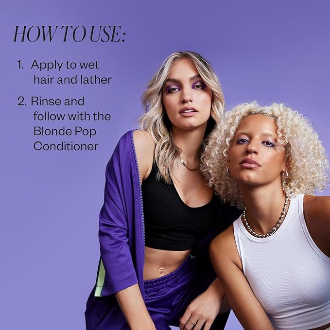 IGK BLONDE POP Purple Toning Shampoo & Conditioner Set | Neutralizes Brass + Brightens Blonde | Vegan + Cruelty-Free | 8 oz (Pack of 2)