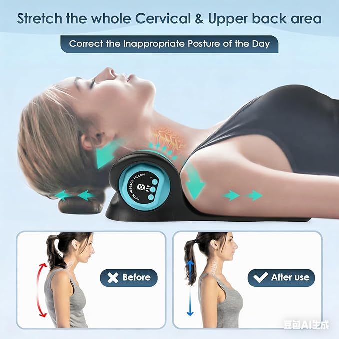Z6 2026 3-in-1 Neck Shoulder Massager with Heat & Pulse, Deep Tissue Kneading Pillow, Remote Control, Portable Travel Neck Relaxer for Pain Relief in Office/Car/Home Use