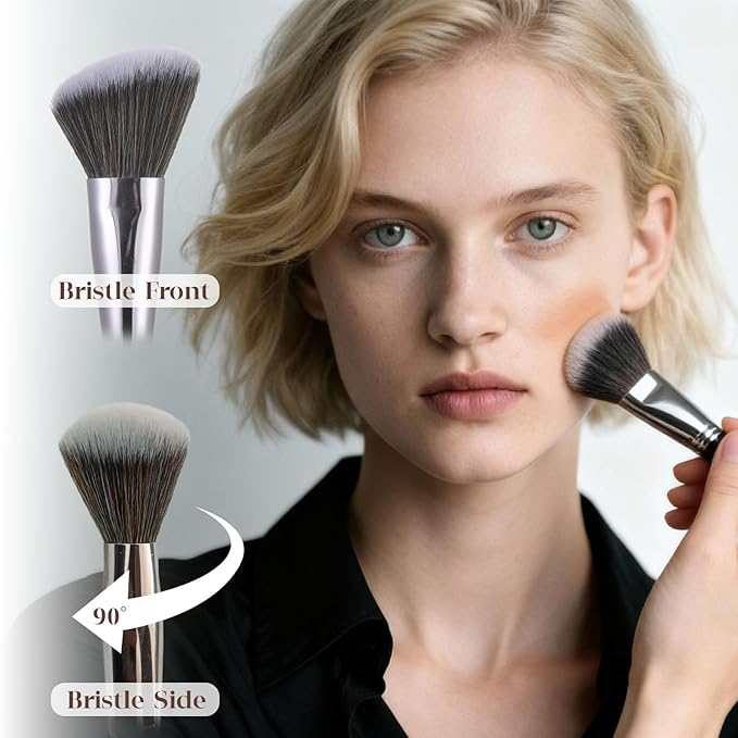 GUOXIAONIU Angled Blush Brush, Bronzer Brush, Contour Brushes For Makeup, Foundation Brush, Angled Makeup Brush, Soft Dense Bristles Vegan & Cruelty-Free, Ideal For Liquid Cream And Powder Cosmetics