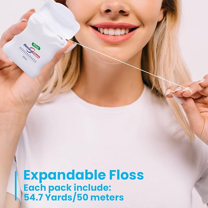 Geiserailie 96 Pack Dental Floss Bulk Mint Flavored Floss 50m Each Travel Dental String Oral Care for Teeth Protection (Square Wavy Box)