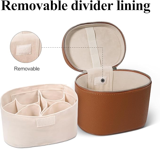 honitty Makeup Bag, Travel Make up Case with Compartments and Handle, Portable Cosmetic Organizer Bags,Toiletry Bag for Women