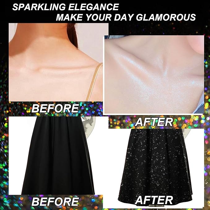 Holographic Body Glitter Spray - Silvery Shiny Shimmer for Hair, Face & Clothes | Quick-Drying, Long-Lasting Glitter Hairspray Temporary Shiny Mist for Festival, Rave, Music Concert, Prom Accessories