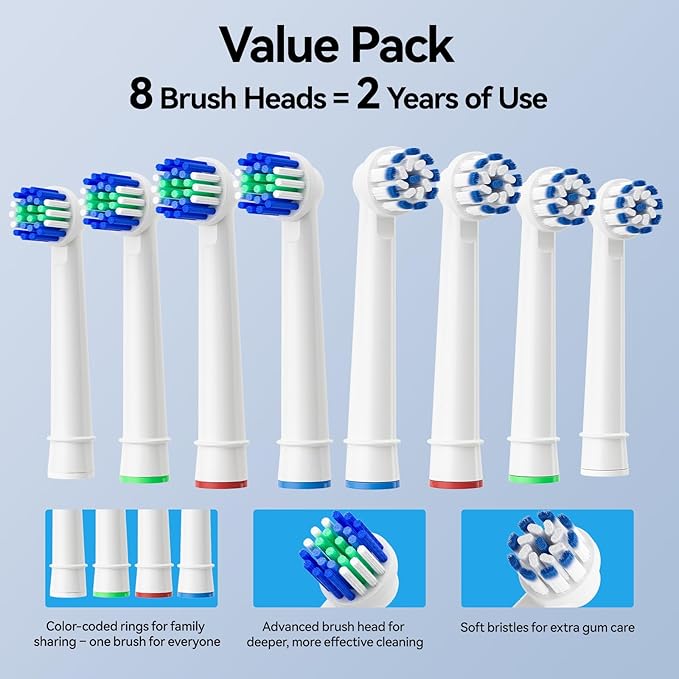 SEAGO Soft Round Electric Toothbrushes with 8 Spin Brush Heads, 5 Cleaning Modes, Rechargeable Sonic Toothbrush with Timer and Travel Case for Adults and Kids(SG-2607-Pink