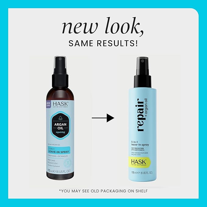 HASK Argan Oil 5-in-1 Leave-In Conditioner Duo (6oz-Qty 2) & Argan Oil Repairing Deep Conditioner Packette, Color Safe, Sulfate-Free, Paraben-Free, Gluten-Free, for All Hair Types