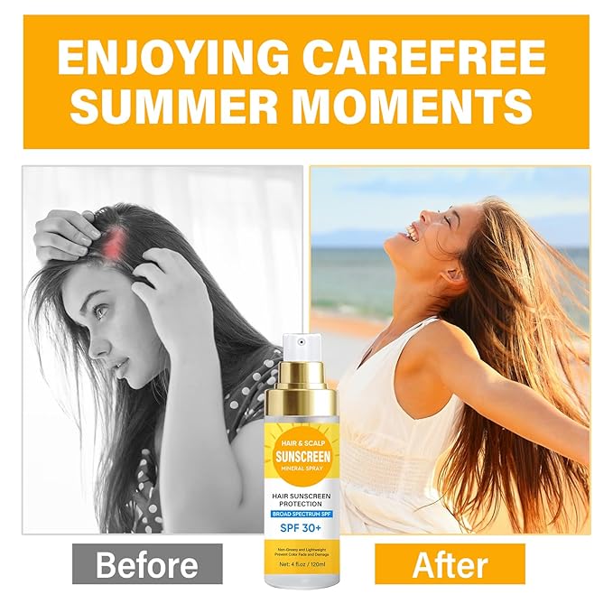 Scalp Sunscreen Spray, Hair Sunscreen Spray SPF 30 for Color Fade & Dryness, Prevent Harmful UV Rays, Scalp Not Greasy & More Comfortable, 120ML