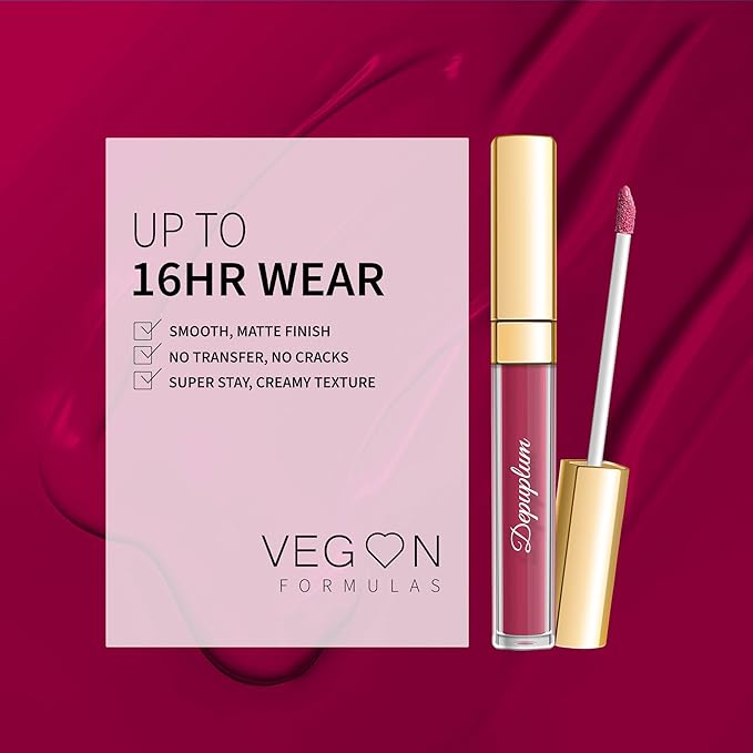 Depuplum Magenta Lipstick Matte for Women Color Stay Long Lasting Lipstick Smudgeproof Liquid Lipsticks Cruelty Free Lip Color, DM07 Magenta Love