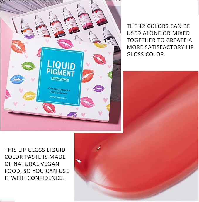 KYDA 12 Colors Lipstick Liquid Pigment Set,DIY Lip Pigment