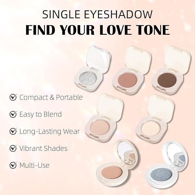 Single Matte Eyeshadow Palette, Cold Silver Glow Eye Shadow Makeup for Women, Smooth Eye-Shadow Powder with Lightweight & Blendable Formula for Daily Eye Shadow Palette Fairy Makeup #12
