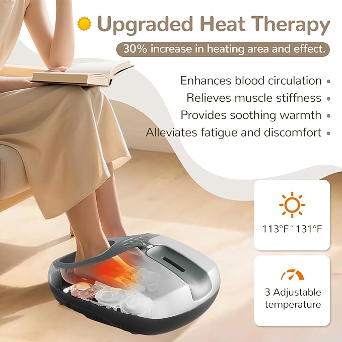 Howdy Shiatsu Foot Massager with Heat and Cold Therapy, 2026 Pro-Grade Pain Relief for Plantar Fasciitis&Neuropathy, 30% Larger Heat Area, Adjustable Intensity, Remote, Fits Size 13, Gift for Her Him