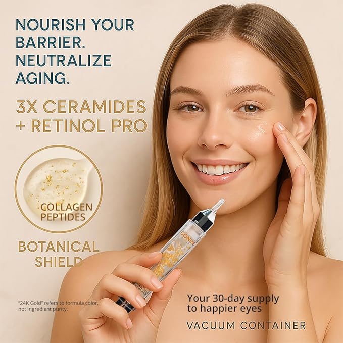 GONIM Eye Serum with Caffeine, Niacinamide, Collagen Peptides & Retinol Eye Cream for Fine Lines, Dark Circles and Puffiness, Anti Aging, Reduce Wrinkles, Uneven Skin Tone, Hydrating Gel Base,10ml