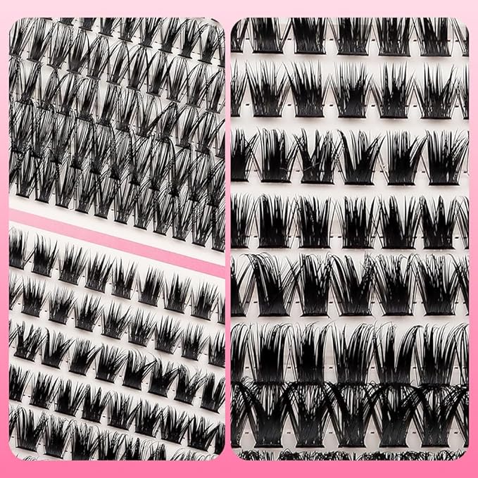 Cluster Lashes Eyelash Clusters 40D+80D Lash Clusters Wispy Individual Lashes 196PCS D Curl Lash Extension Natural Lashes Clusters DIY Cluster Eyelash Extensions for Beginners