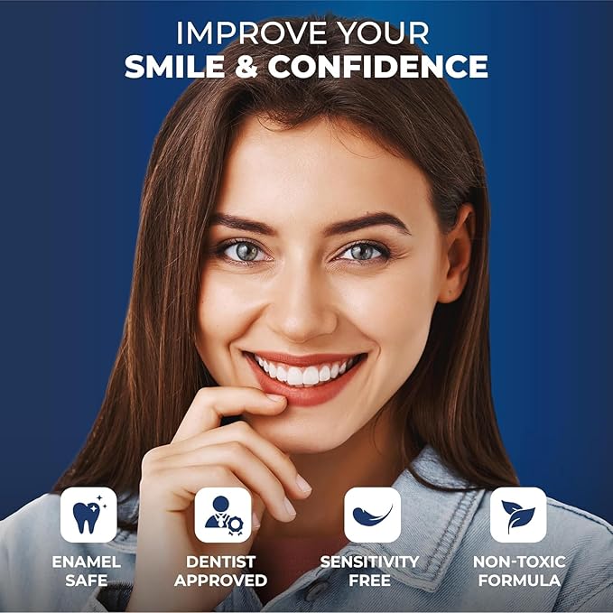 Teeth Whitening Powder - Hydroxyapatite, Remineralizing, Non-Sensitive Formula - Dentist-Approved Tooth Stain Remover & Polisher - Fluoride-Free - 6 Month Supply (40g)