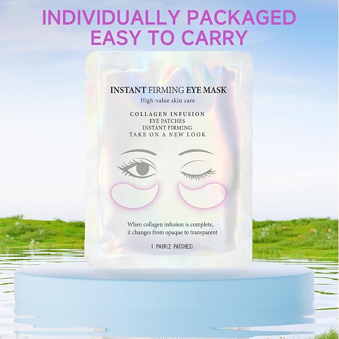 CEMSAZORL Instant Firm Under Eye Patches, Collagen Peptide Firming Under Eye Mask for Puffy Eyes and Dark Circles Treatment, Wrinkles Filler Improve Fine Lines Skin Care for Women Men, 10 pair