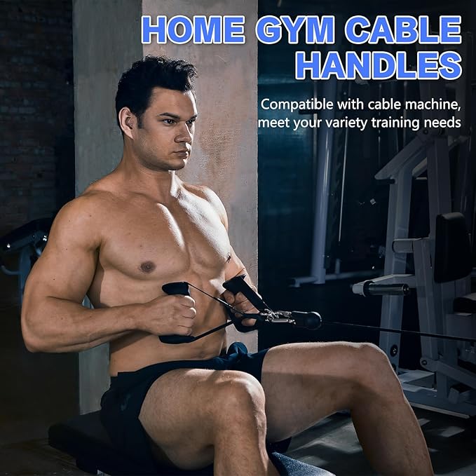 Exercise Handles - Ergonomic Gym Attachments for Cable Machine, Resistance Band Handles, Non-Slip D Handle Cable Attachment - Cable Handles for Pilates Strength Training Home & Public Gym