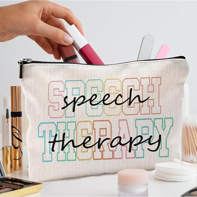 QGFM Makeup Bag for Women - Speech Therapist & SLP Gifts, Cosmetic Bag for Purse