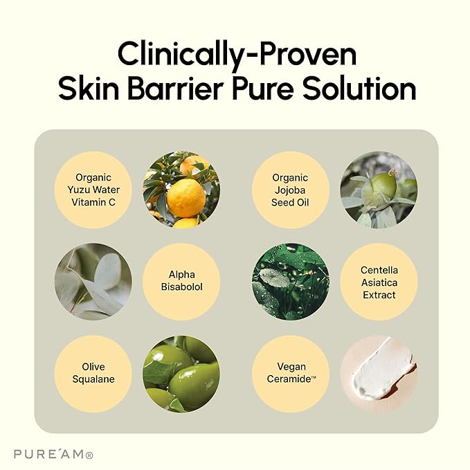 PURE'AM Korean Moisturizer For Dry & Sensitive Skin, Vegan & Hydrating Face Cream For Women, 30ml (1.0 Fl Oz)