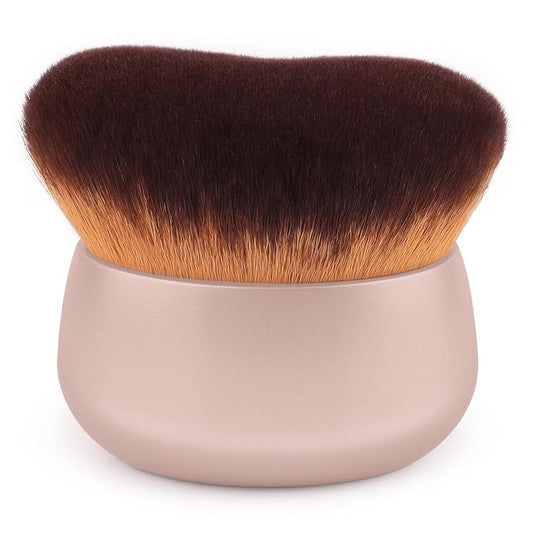 GloréBrochas 75MM Extra Large Self Tanner Kabuki Makeup Brush – Ultra Soft Dense Vegan Bristles for Body Makeup, Bronzer & Foundation–Applies Tanning Mousse, Lotion & Self Tanner–Khaki, Wet & Dry
