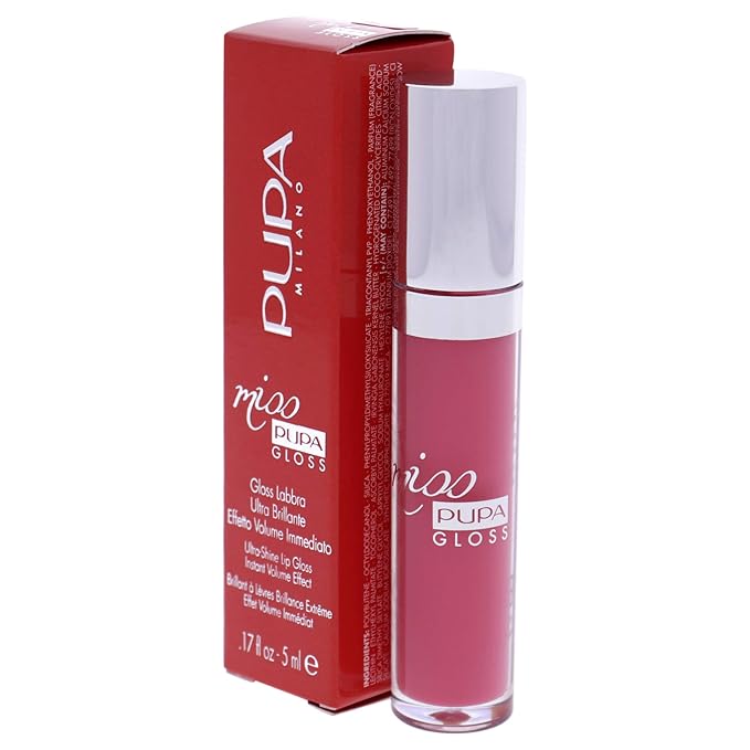 PUPA Milano Miss PUPA Milano Lip Gloss - Shiny, Smooth, Plump - Soft, Innovative Gel Texture - Glides Smoothly On Lips - For A Moisturizing And Volume Enhancing Effect - 303 Extreme Fuchsia - 0.17 OZ