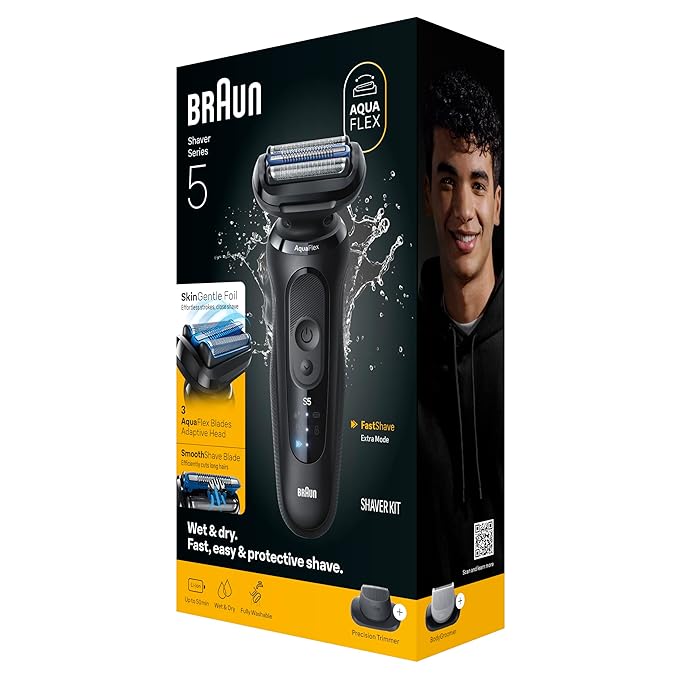Braun Electric Razor for Men Series 5, Beard Shaver, Electric Shaver with Body Groomer and Travel Case, S5 5155cs