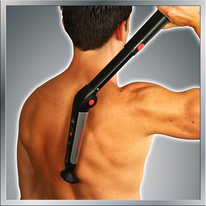 MANGROOMER - ULTIMATE PRO Back Shaver with 2 Shock Absorber Flex Heads, Power Hinge, Extreme Reach Handle and Power Burst