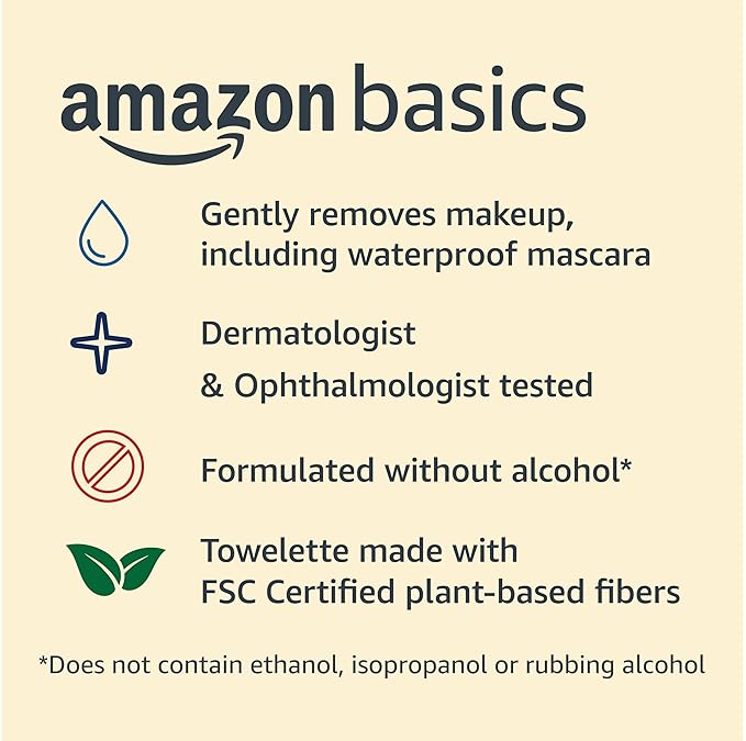 Amazon Basics Make Up Remover Wipes, Night Calming, 25 Count, Pack of 2 (Previously Solimo)