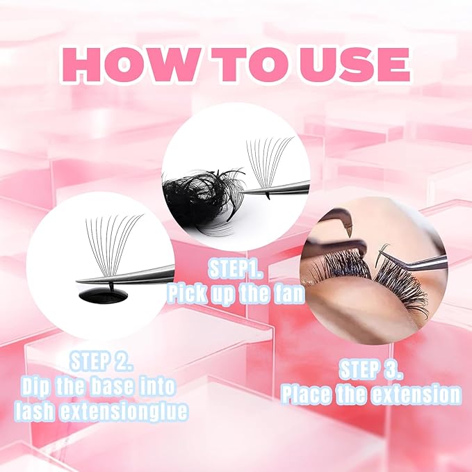 FADLASH 600 Premade Volume Fans Wispy Lash Extensions Natural Look Handmade Lashes Loose Fan Volume Eyelashes Thickness 0.07 D Curl Eyelash Extension Mix Length (10D-0.07D-8-15mm)