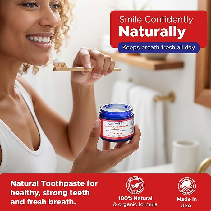 Dale Audrey Ayurvedic Mineralizing Tooth Paste, Organic Cinnamon Flavor for Teeth Whitening and Fresh Breath, Enamel Repair Vegan Toothpaste | Natural Toothpaste Fluoride Free-3.25 Oz