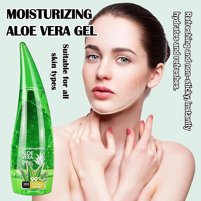 Fusang Organic Aloe Vera Gel for After Sun Skin Care,Natural Moisturizing Aloe Vera Gel for Face & Body,Easy to Portable Face Moisturizer,Travel Size Pure Vera Aloe Gel for all Skin Types 260 ml B