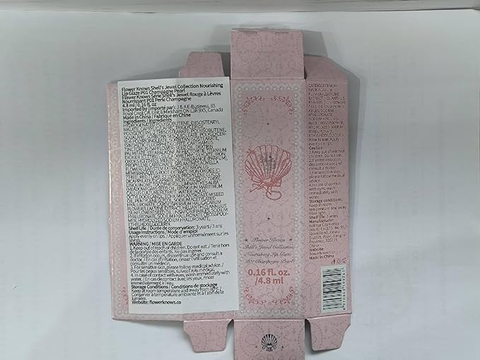 Flower Knows Shell's Jewel Nourishing Lip Glaze,Hydrating Pinky Apricot Lip Gloss with Hyaluronic,Moisturizing Plumping Oil,Non-Sticky,0.16 Fl.Oz(P01 Champagne Pearl)