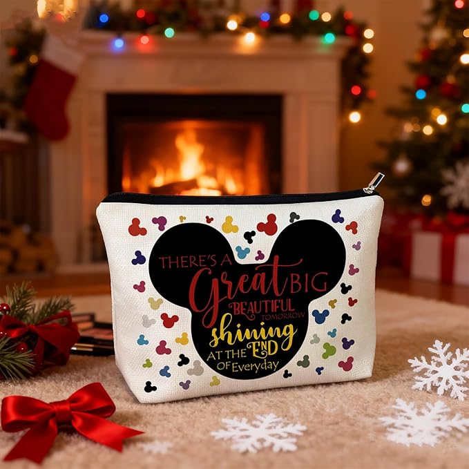 CLHHM Cartoon Mouse Makeup Bag, Fairytale Fans Mouse Family Cosmetic Bag Gift for Women, Teens, Animal Lovers, Sister, Birthday, Graduation, Mother’s Day Gift Idea, Christmas Gifts