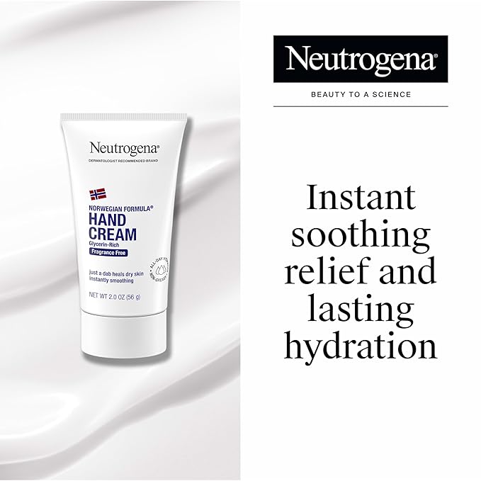 Neutrogena Norwegian Formula Moisturizing Hand Cream for Dry, Rough Hands, Fragrance-Free Glycerin Hand Lotion for Softer Skin, Concentrated Intensive Hand Cream, 2 oz